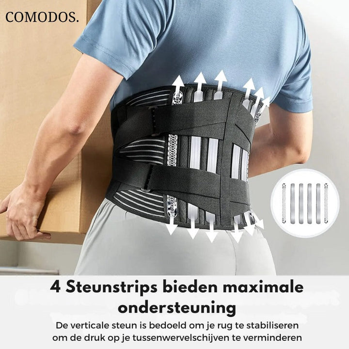Comfortabele rugsteunband voor snelle pijnverlichting bij onderrugpijn, ischias en algemene rugklachten.