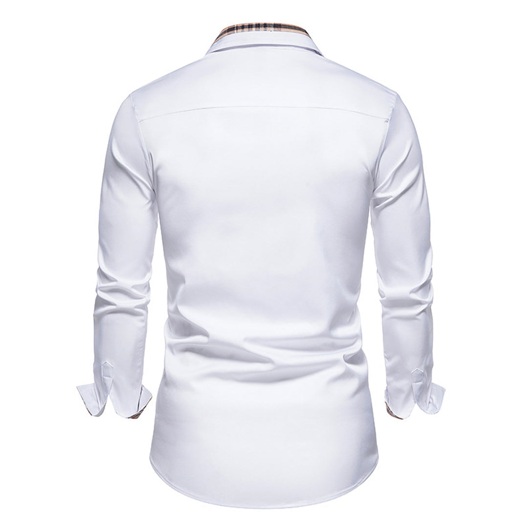 Detailopname van een Hoymans slim fit herenoverhemd. Kwaliteit, moderne pasvorm en stijlvolle afwerking.