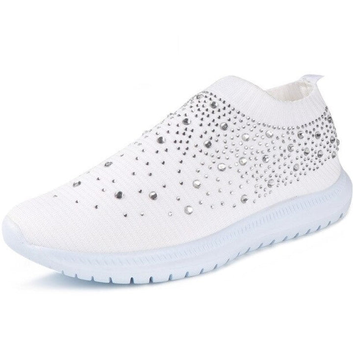 Stijlvolle damessneakers met fonkelende strass steentjes; biedt comfort en een trendy look.