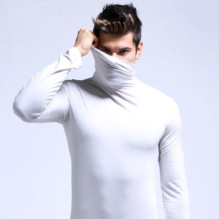 Duurzaam heren thermo ondershirt met lange colkraag, onmisbaar voor warmte en comfort bij elke winteractiviteit.