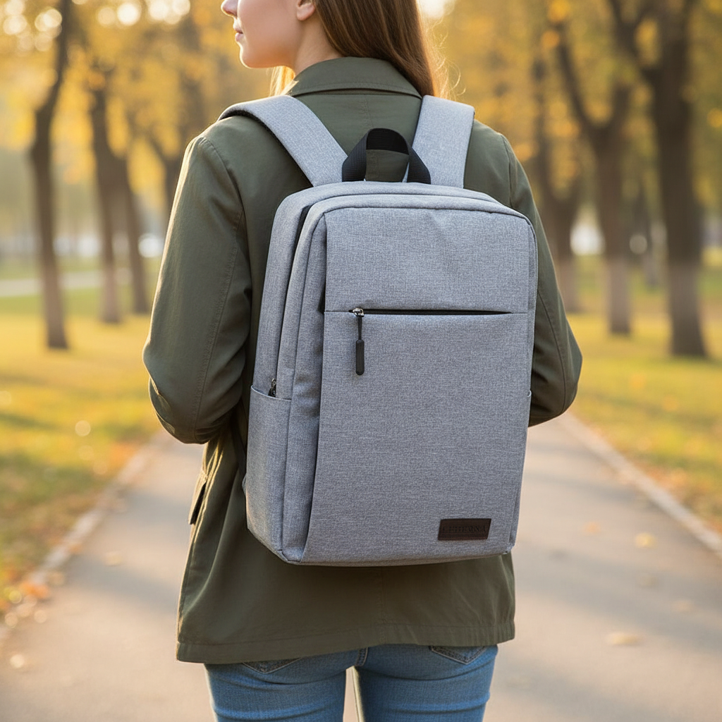 Unisex SlimBack laptop rugzak, ideaal voor dagelijks gebruik, school of werk, met veel opbergruimte.