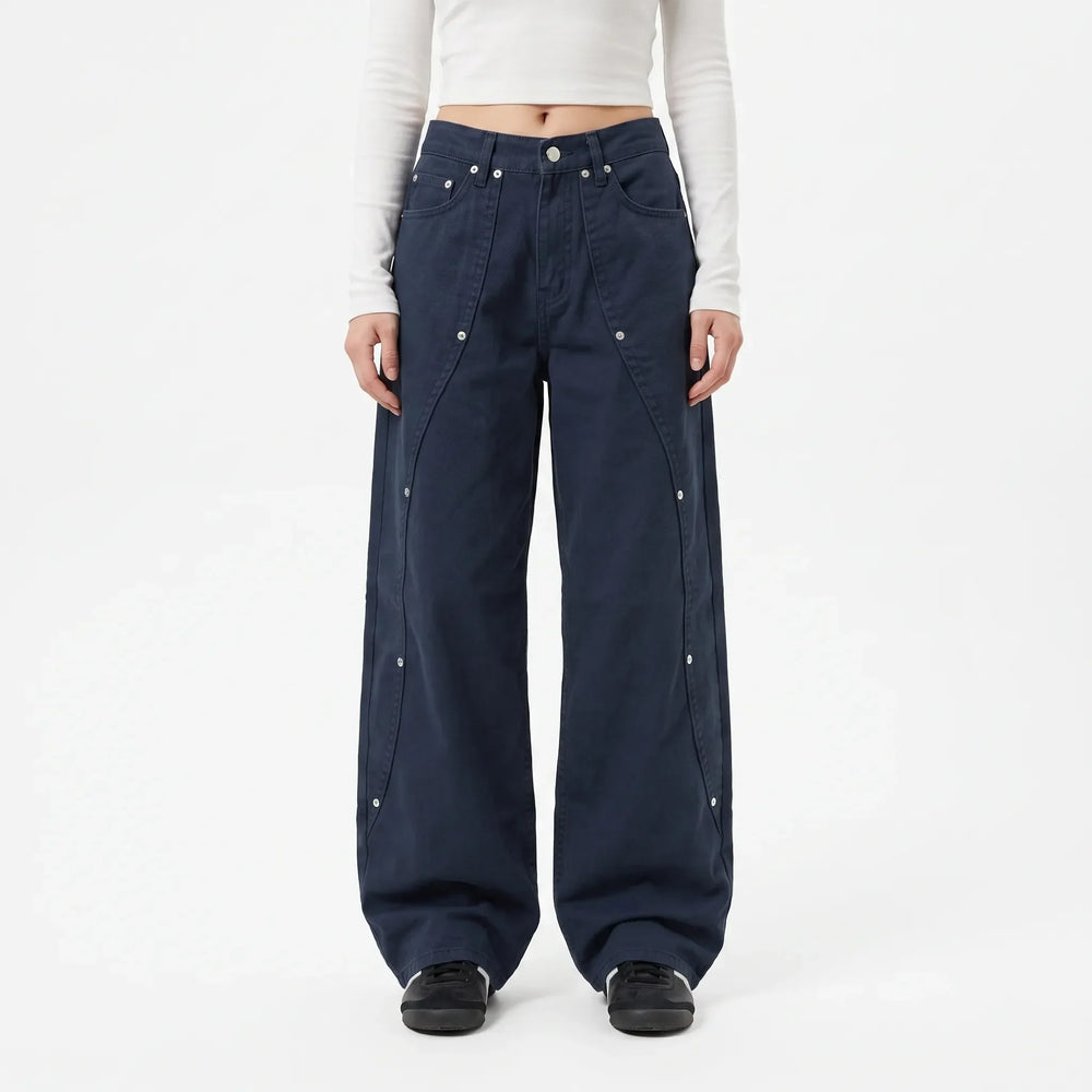 Comfortabele dames wijde pijpen jeans met hoge taille, spijkerbroek in retro stijl voor een modieuze uitstraling.
