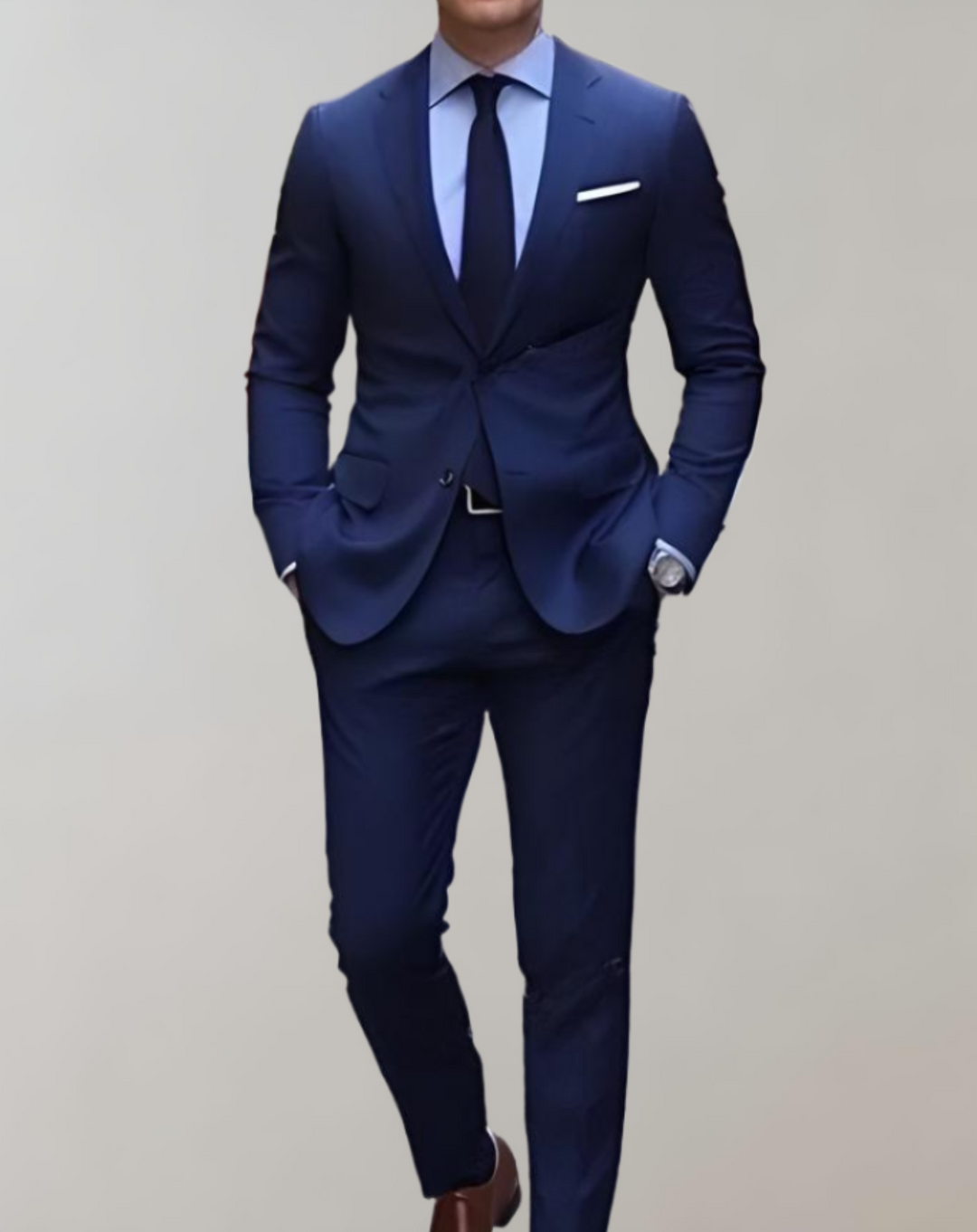 Stijlvol heren 2-delig pak, perfect voor zakelijke gelegenheden. Comfortabele pasvorm en tijdloze elegantie.