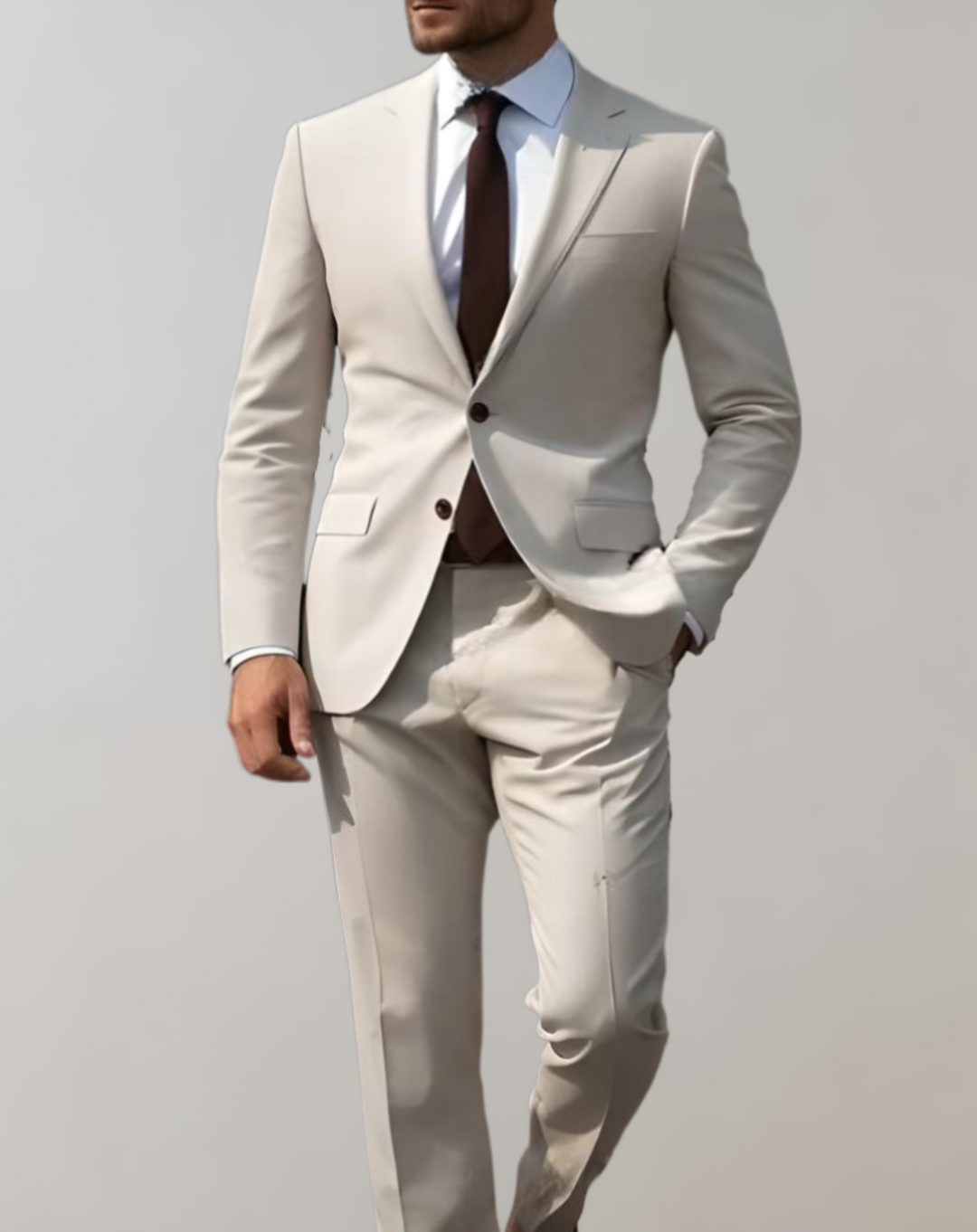 Elegant 2-delig herenpak, bestaande uit colbert en pantalon, voor een complete zakelijke of formele outfit.