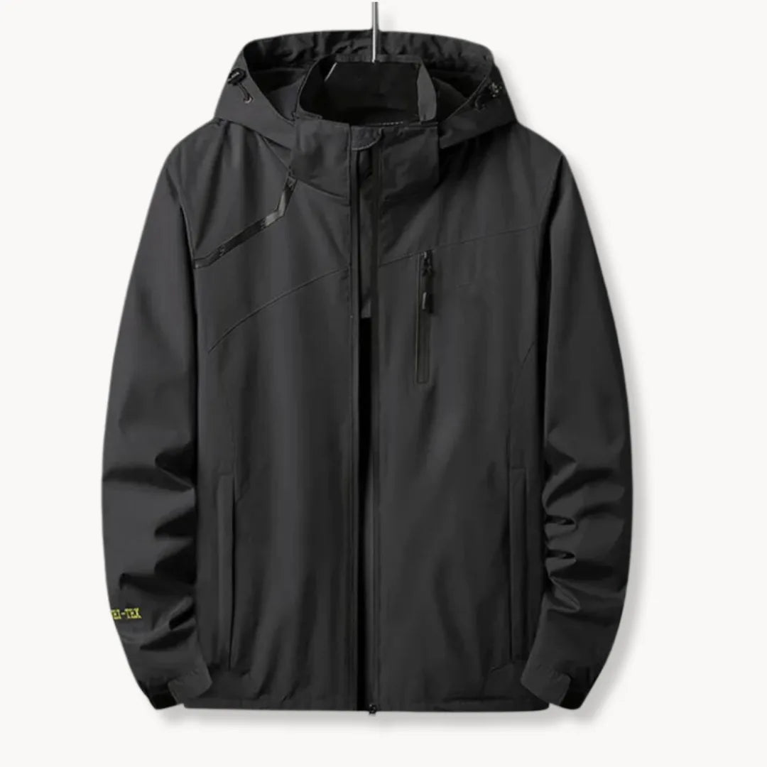 Stijlvolle heren zip-front windbreaker met capuchon, perfect als streetwear en praktische lentejas.
