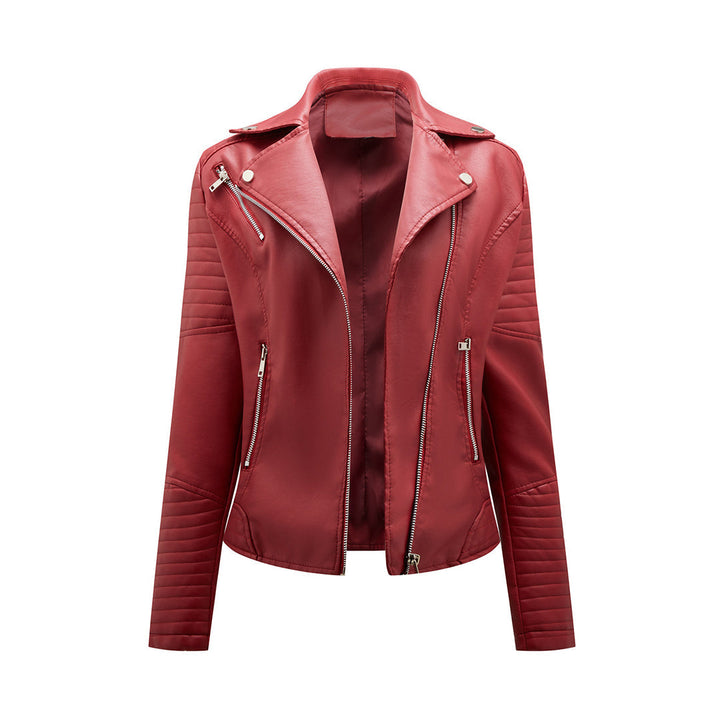 Modebewuste dames leren jas, klassiek design met moderne twist. Geschikt als lentejas en herfstjas.