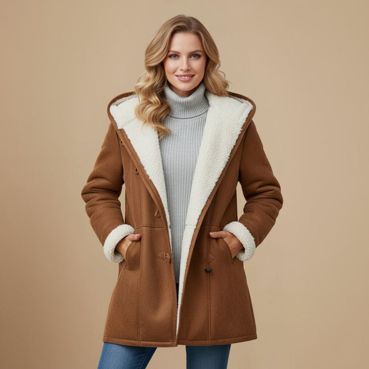 Comfortabele dames winterjas met toggleknopen. Ideaal voor koude winterdagen.