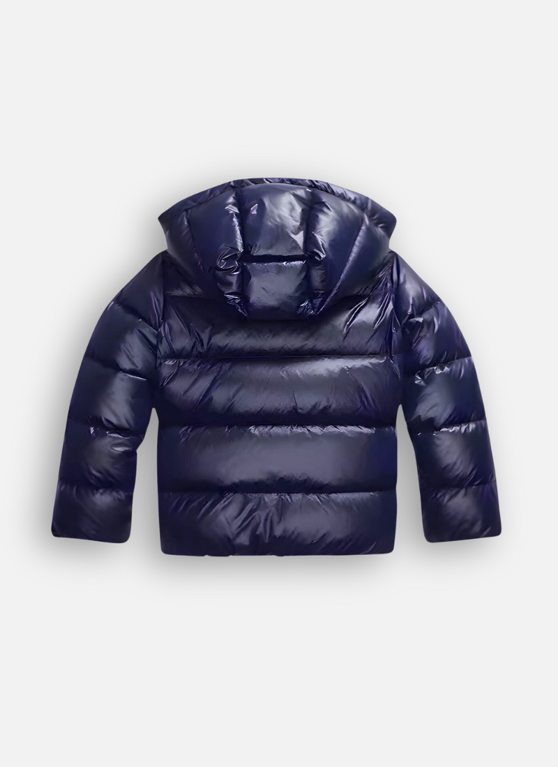 Glanzende dames pufferjas met capuchon, een trendy en warme lichtgewicht winterjas.