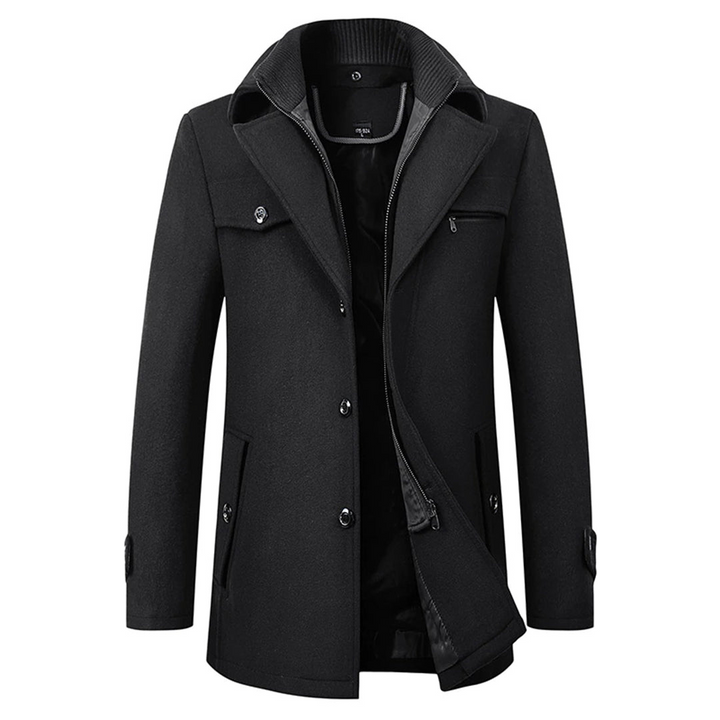 Elegante heren winterjas, klassieke snit. Warme herenmode, perfect voor de winter.