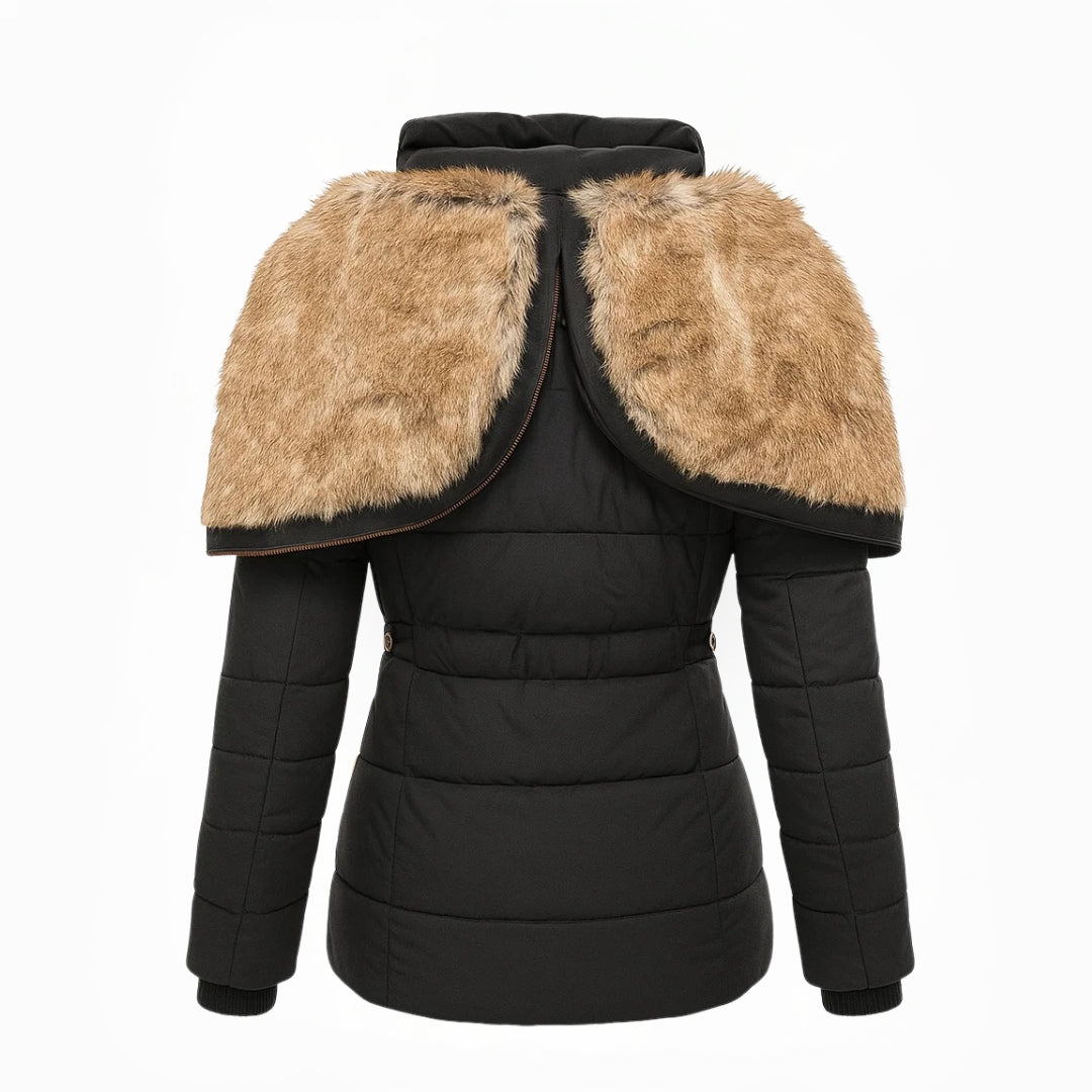 Dames winterjas, lange pasvorm, warm en stijlvol. Perfecte elegante damesjas voor winterkleding.