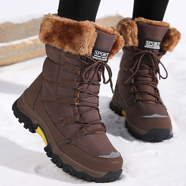 Comfortabele donkerbruine dameslaarzen, warm en stijlvol, perfect voor koude winterdagen.