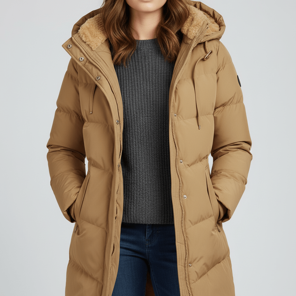 Stijlvolle dames winterparka met warme capuchon, perfect voor koud weer. Getailleerde pasvorm.