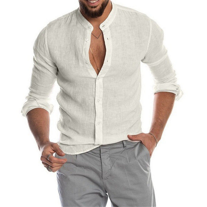 Stijlvolle slim fit herenblouse met moderne mandarin kraag. Comfortabel casual overhemd voor een trendy look.