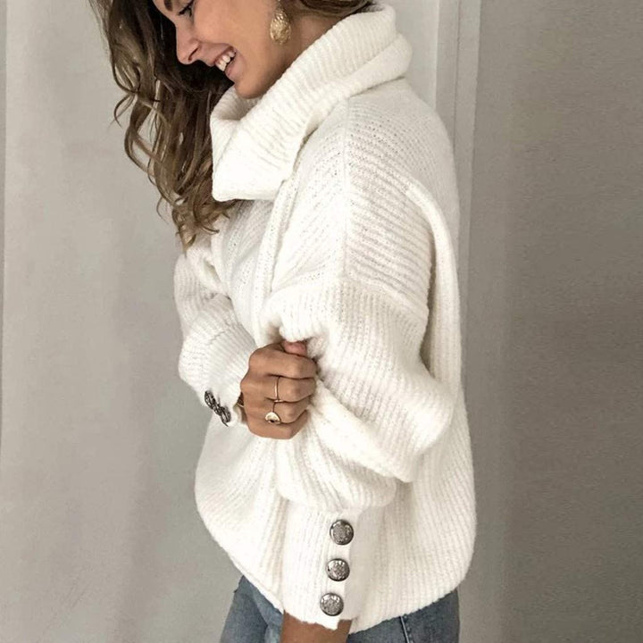 Stijlvolle dames coltrui pullover, met lange mouwen en hoge col. Elegante pasvorm, modieuze aanvulling op dameskleding.