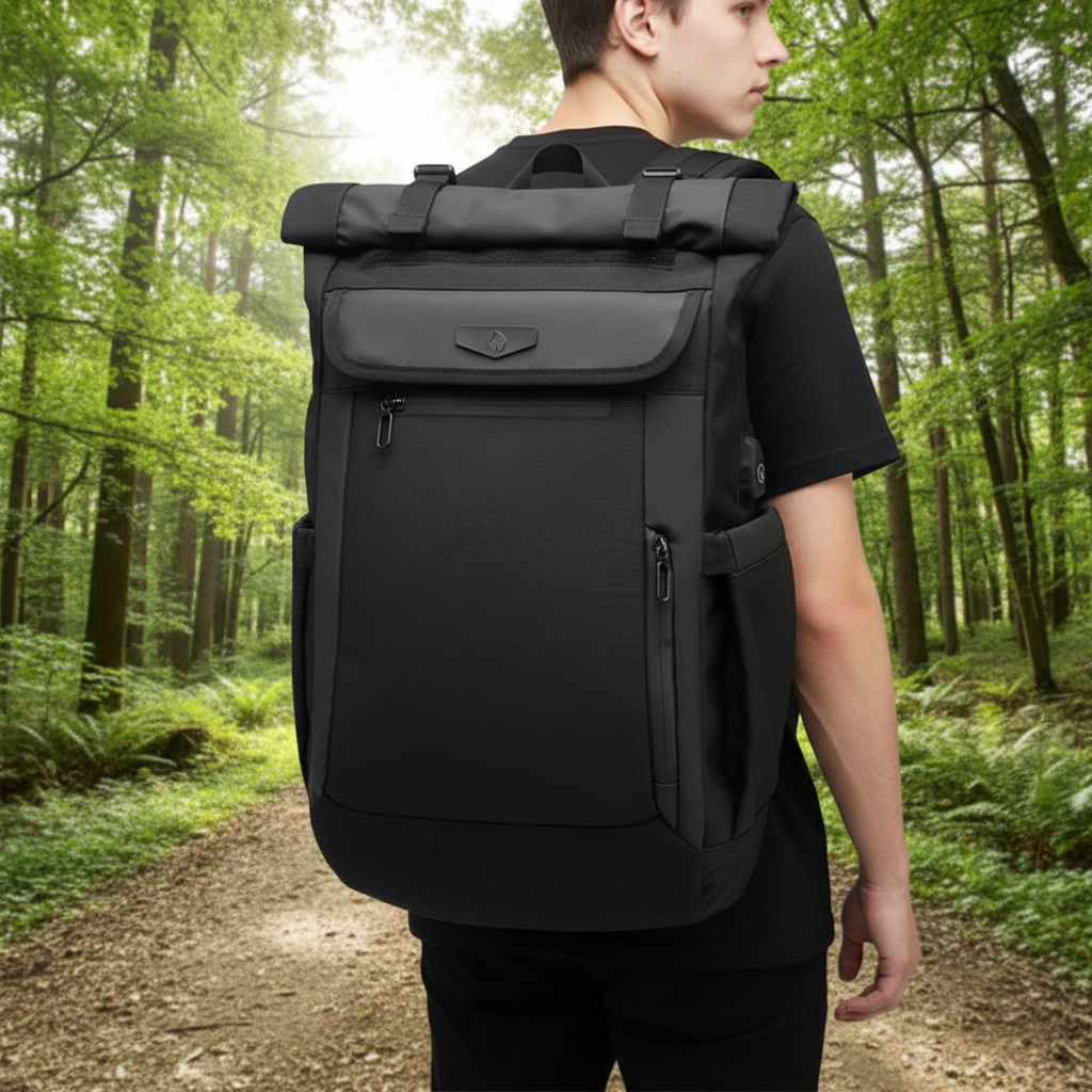 Mannen waterdichte 50L reisrugzak voor outdoor avonturen, comfortabel en duurzaam.