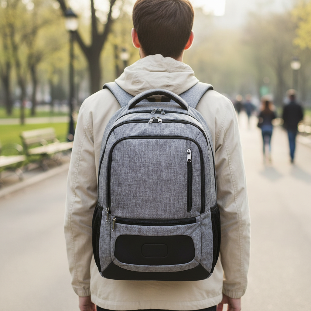 Waterdichte SmartBack rugzak met laptopvak voor veilige opslag onderweg.