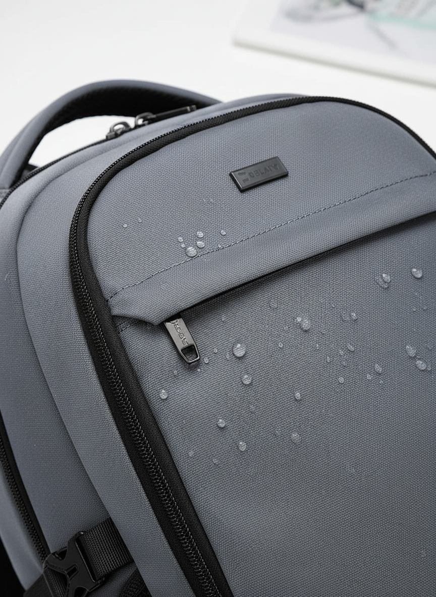 Stijlvolle grijze dagrugzak, waterdicht en unisex, met speciale vakken voor laptop en handige USB-poort.