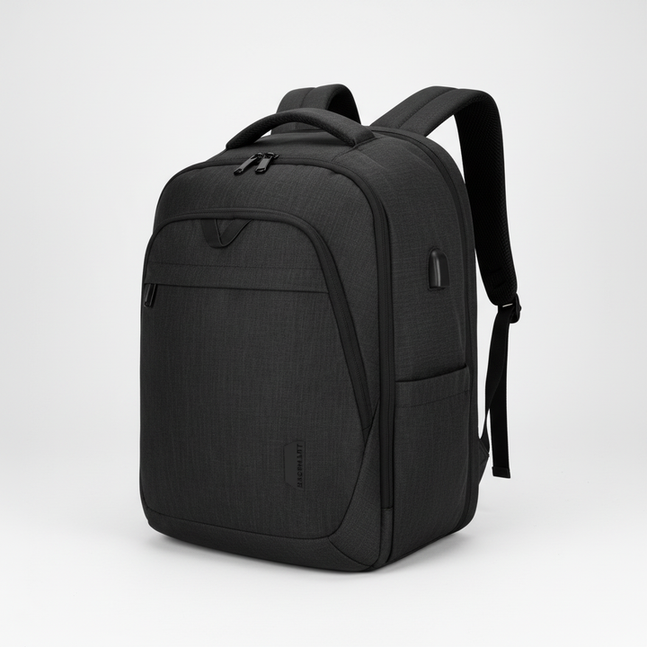 Zwarte dagrugzak 'Comforter' met veilige laptophoes, geschikt voor heren en dames, waterdicht.