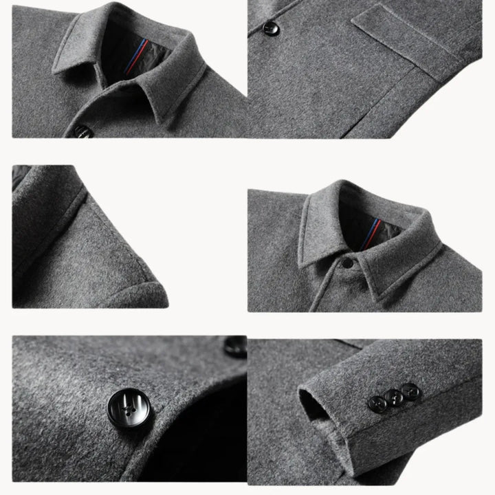 Comfortabele heren wollen jas met opstaande kraag, ideaal als winter- of herfstjas; tijdloze smart casual mode.