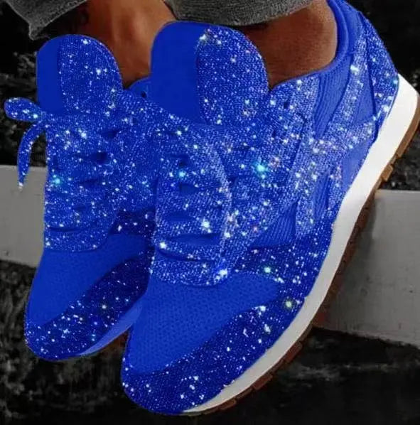 Stijlvolle glitter dames sneakers met veters, perfect voor een trendy en comfortabele casual mode-uitstraling.
