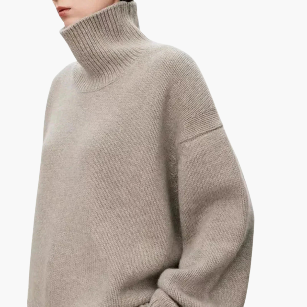 Stijlvolle, veelzijdige dames longsleeve trui, oversized met hoge hals. Comfy en modieus voor herfst/winter.