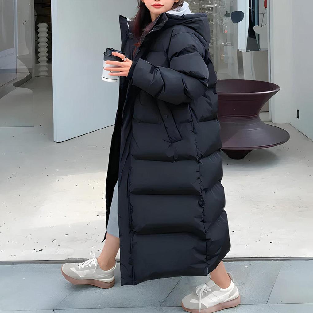 Warme lange dames winterparka met capuchon, perfect voor koud weer; waterdicht en winddicht buitenkleding.