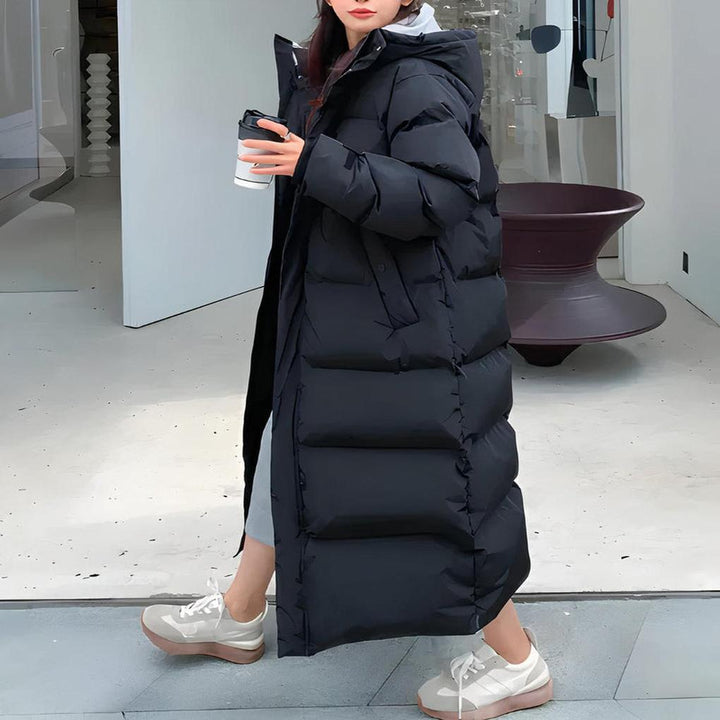 Warme lange dames winterparka met capuchon, perfect voor koud weer; waterdicht en winddicht buitenkleding.