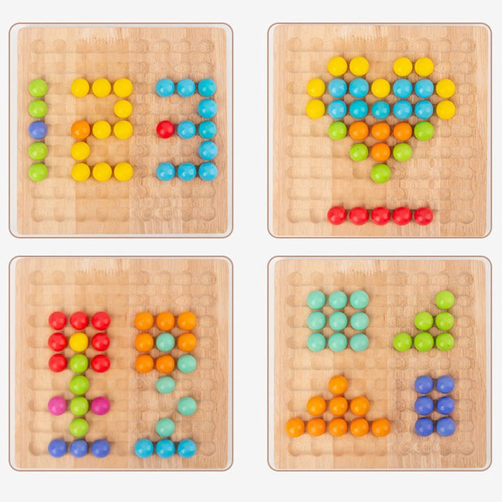 Duurzaam houten kralenspel, Montessori. Perfect voor educatieve speelsessies en kleuren leren.