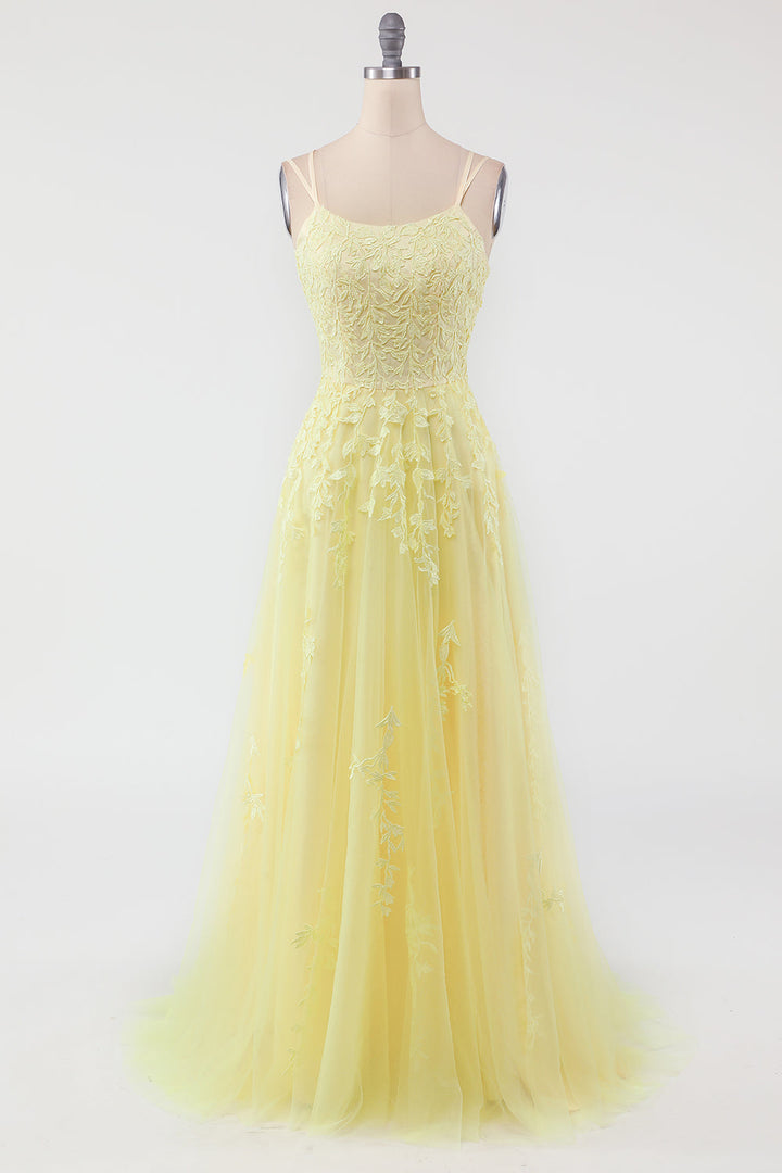 Victoria tule gala maxi jurk met prachtige applicaties. De ultieme elegante dames avondkleding.