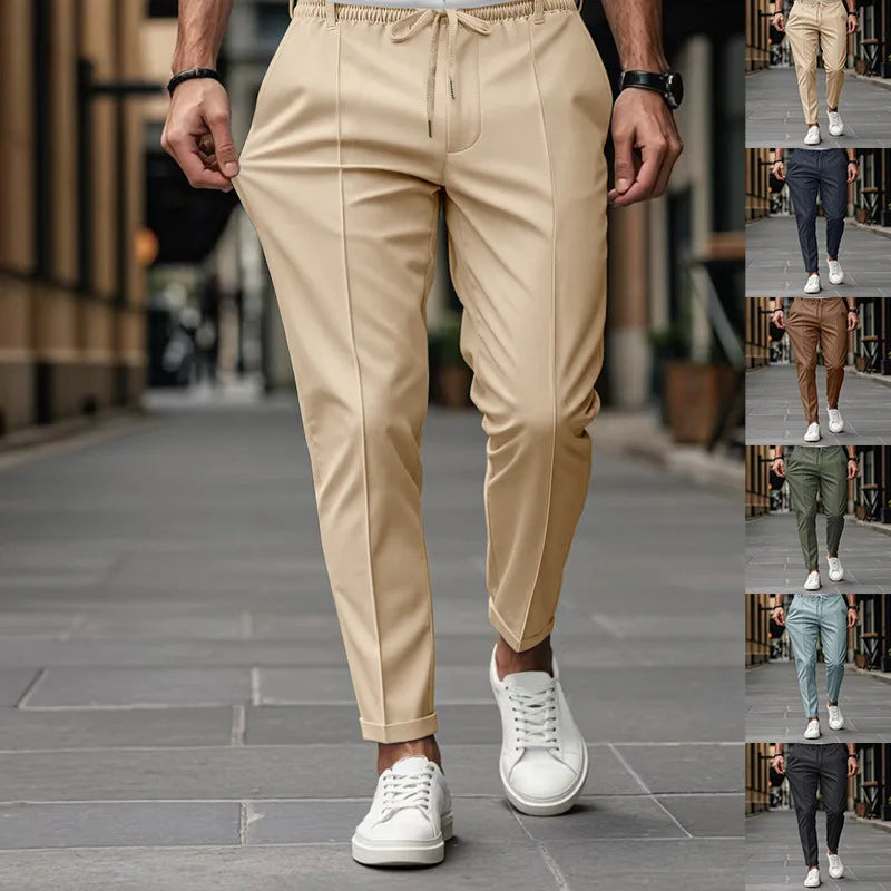 Comfortabele slim fit herenbroek met stretch, perfecte zakelijke pantalon voor een actieve professional.