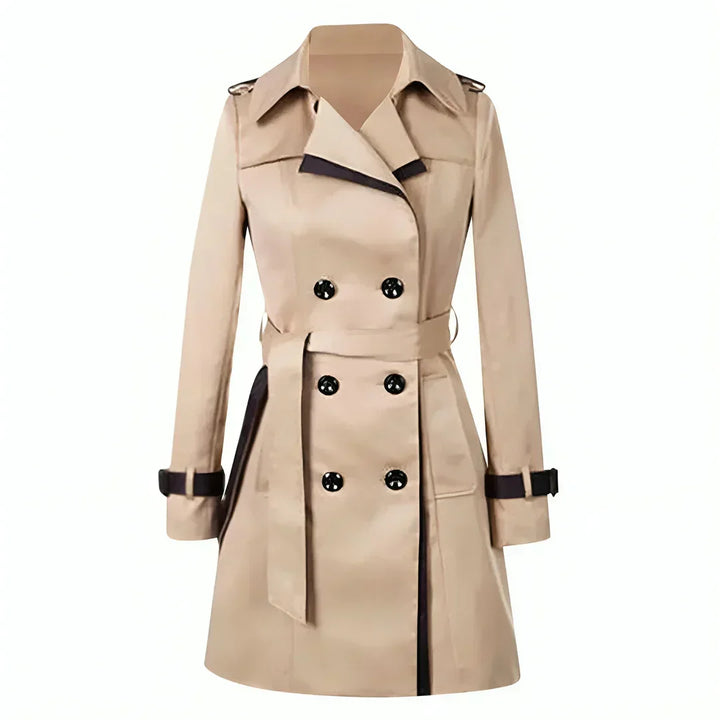 Warme winddichte dames winter trenchcoat; comfortabele lange jas met reverskraag, ideaal voor vrouwen.