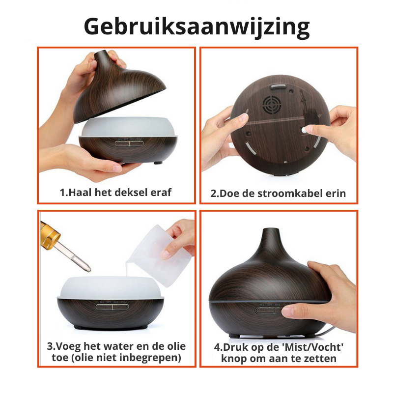 ZenMist diffuser in een woonkamer, vult de ruimte met rustgevende aromatherapie geuren en een zen-sfeer.