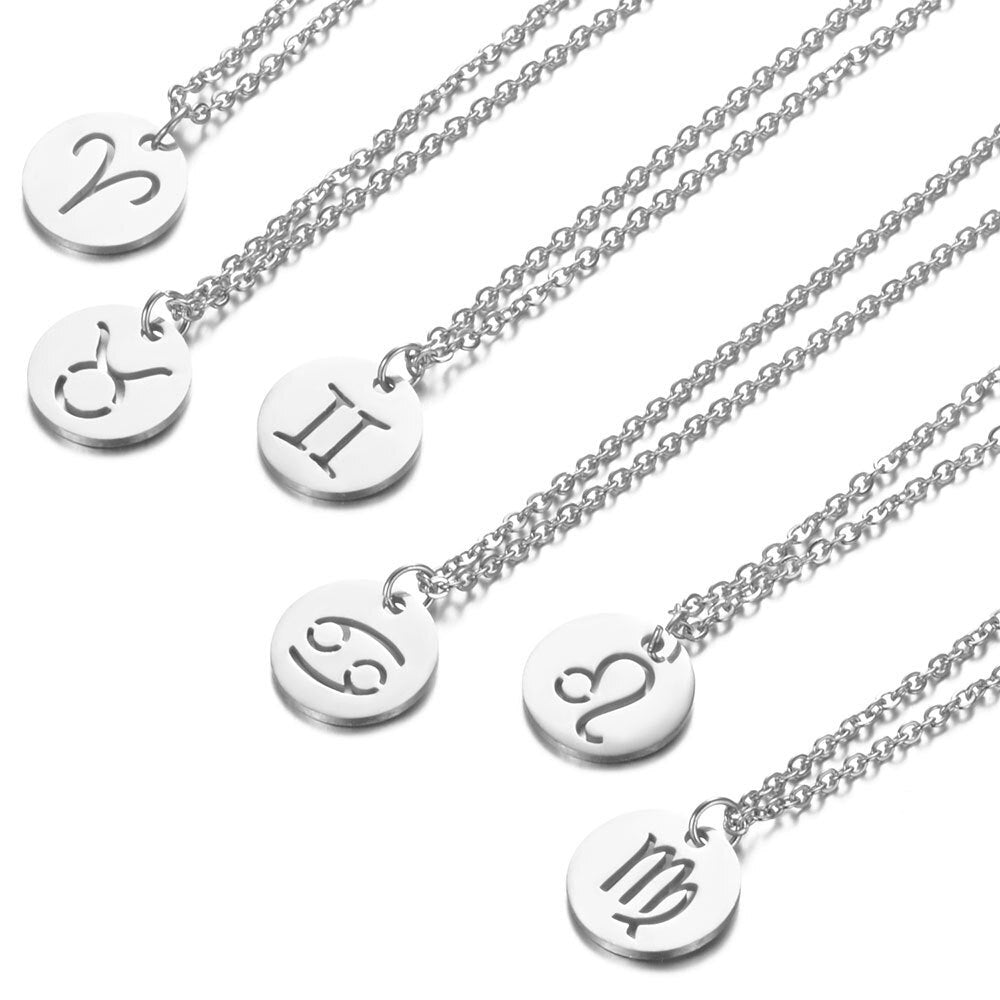 Damesketting met elk sterrenbeeld, zilverkleurig, roestvrij staal, verkleurt gegarandeerd niet.
