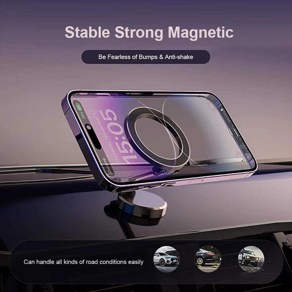 Handsfree navigatie met sterke, opvouwbare magnetische autotelefoonhouder, 360° draaibaar.