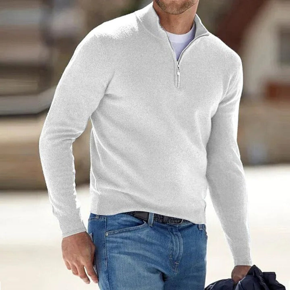 Comfortabele heren kwartrits sweater, zacht en warm, ideaal als basisstuk voor elk seizoen en dagelijks gebruik.