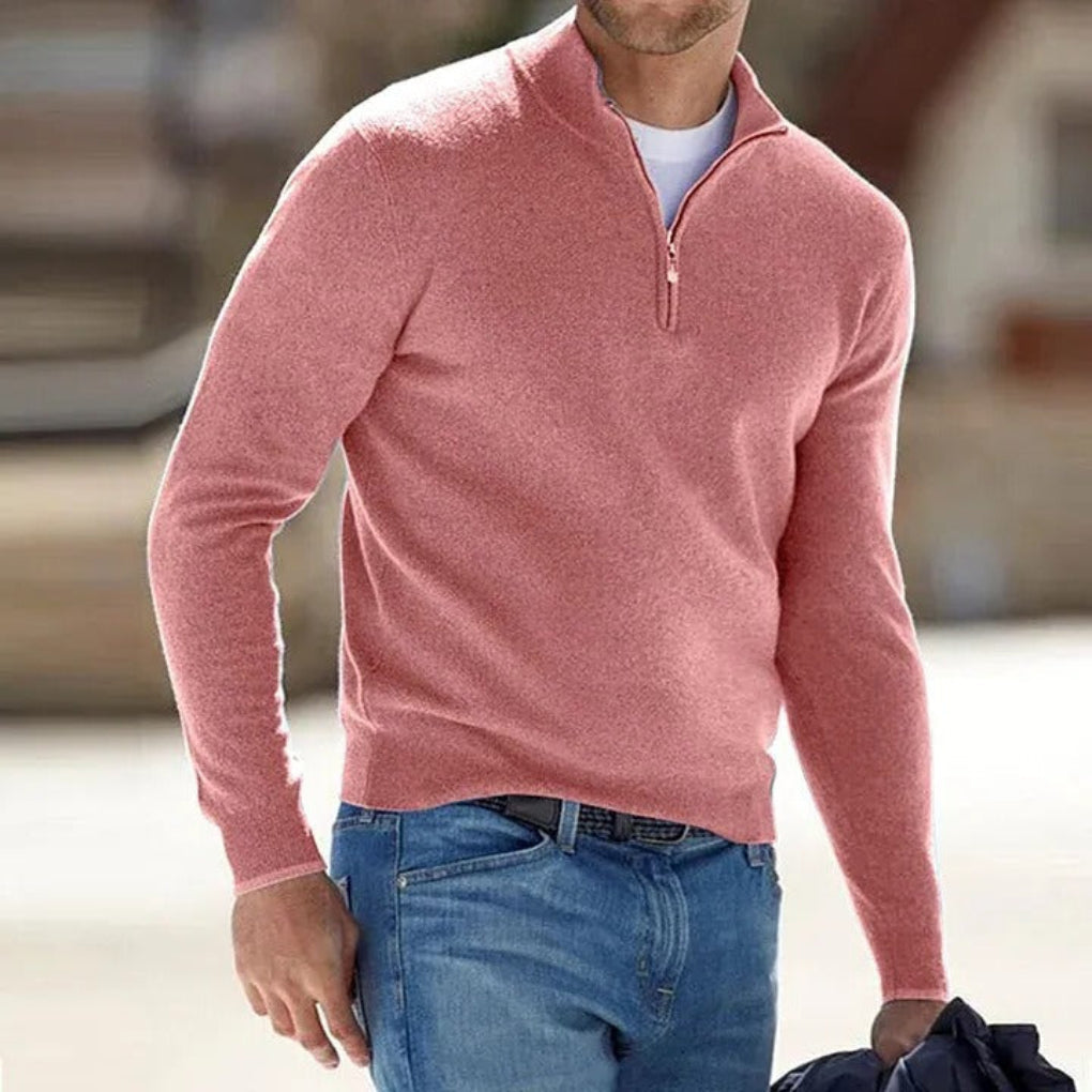 Stijlvolle heren zip trui met kwartrits in tijdloos design, perfect voor casual outfits en herenmode.