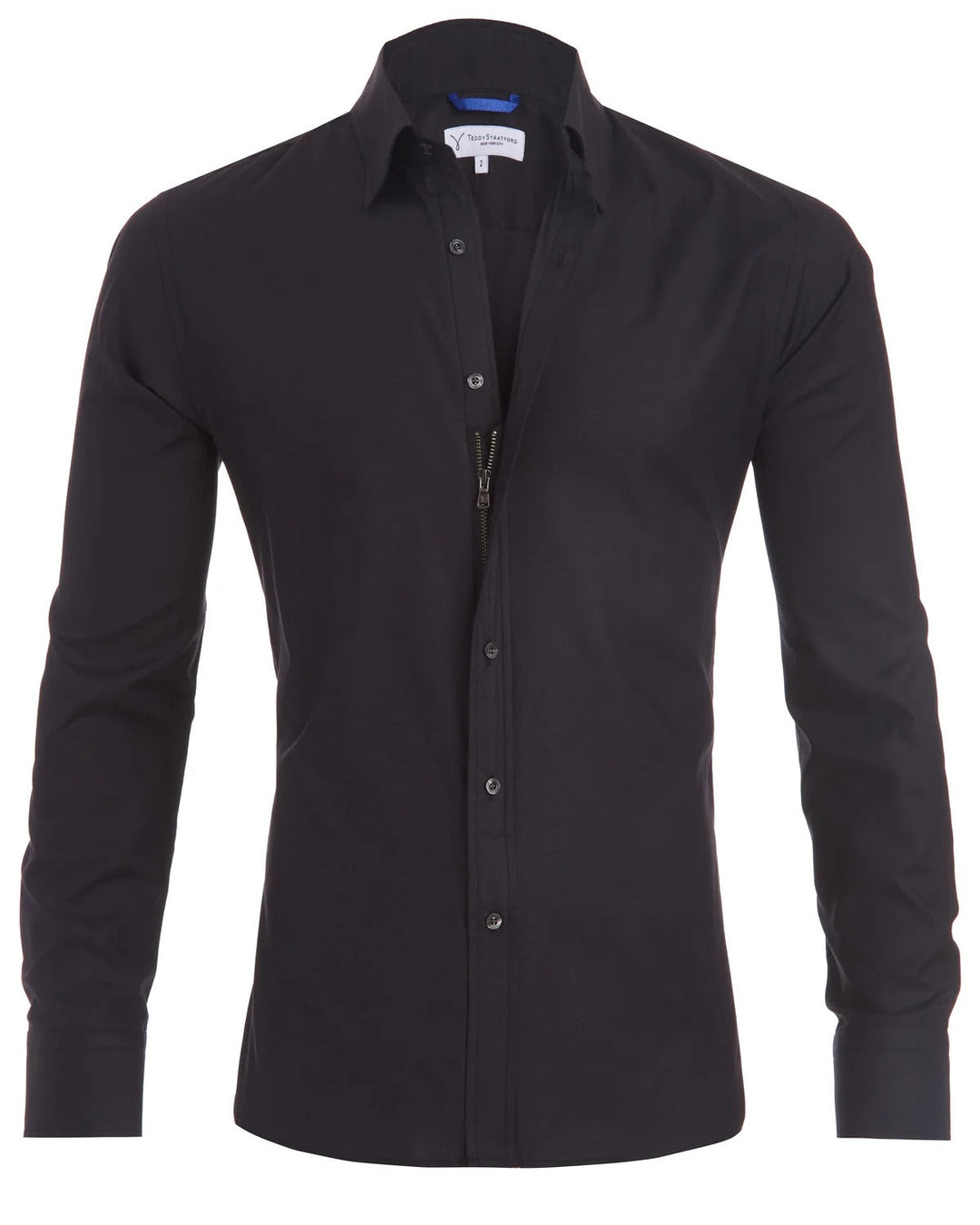 Veelzijdig heren overhemd met verborgen rits, zowel casual als formeel te dragen, voor een strakke, eigentijdse look.