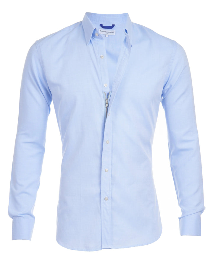 Stijlvol heren Zip Fit overhemd met innovatieve ritssluiting voor een perfecte, getailleerde pasvorm en modern comfort.