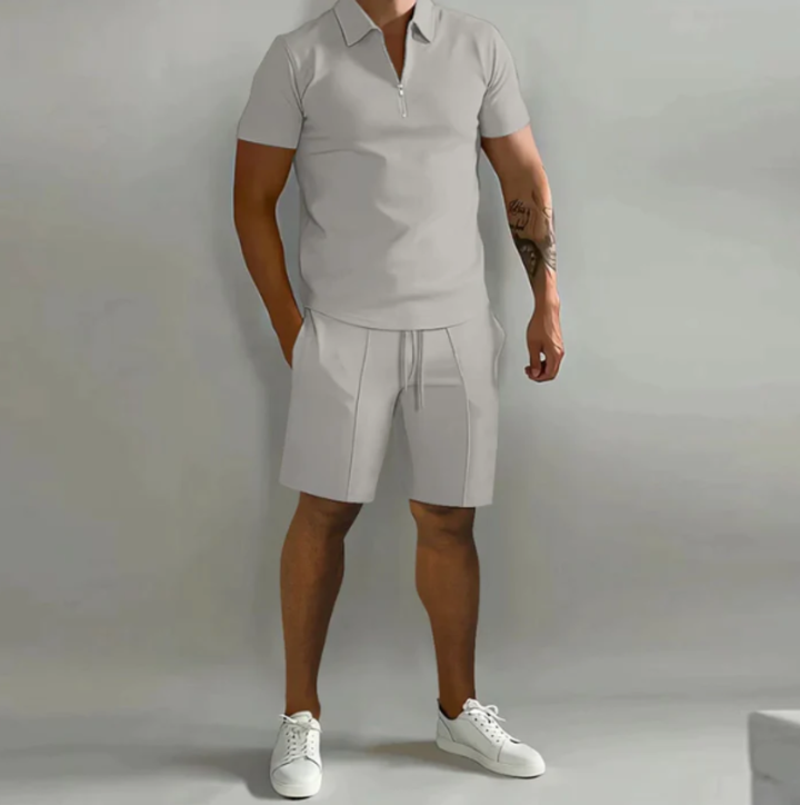 Comfortabele heren zomer sportset Dario; tweedelige outfit met polo en shorts voor sport, vrije tijd & loungen.