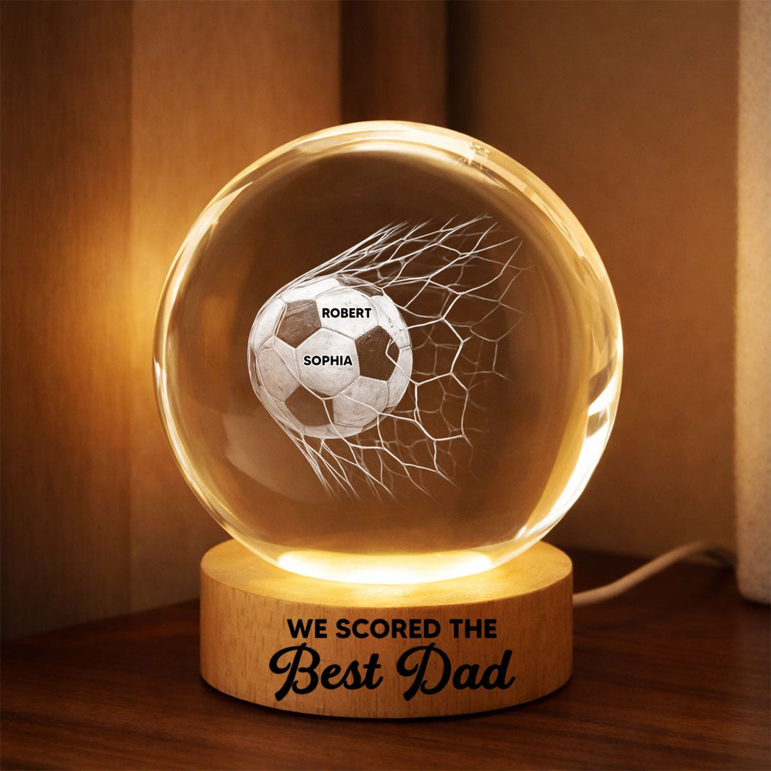 Deze heren kristallen voetbal nachtlamp met LED is het ideale gepersonaliseerde voetbal cadeau.