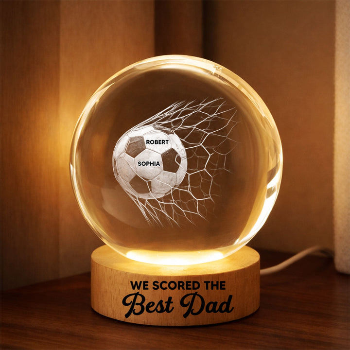 Deze heren kristallen voetbal nachtlamp met LED is het ideale gepersonaliseerde voetbal cadeau.