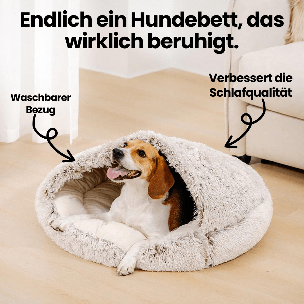 Wasbaar kalmerend hondenbed COZYRO, superzacht pluche in lichtgrijs; bevordert rustige slaap voor angstige honden.