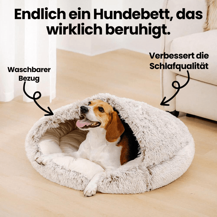 Wasbaar kalmerend hondenbed COZYRO, superzacht pluche in lichtgrijs; bevordert rustige slaap voor angstige honden.