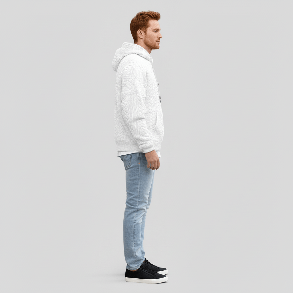Heren Logan hoodie: stijlvol kabelpatroon en warme capuchon voor elke dag.
