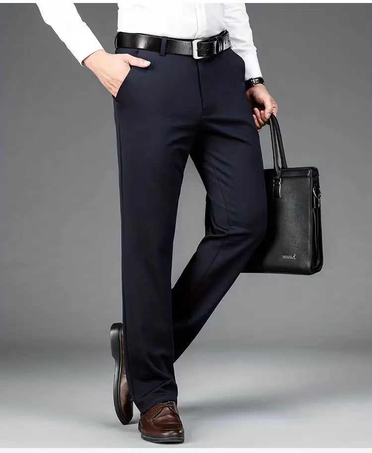 Heren regular fit pantalon, rechte pijp, comfortabel, ideaal voor formele en zakelijke events.