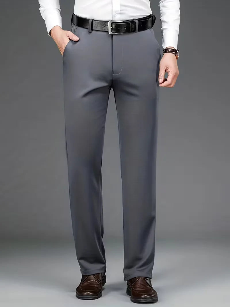 Slimme heren zakelijke broek, rechte pijp, stretch, de perfecte smart casual keuze.