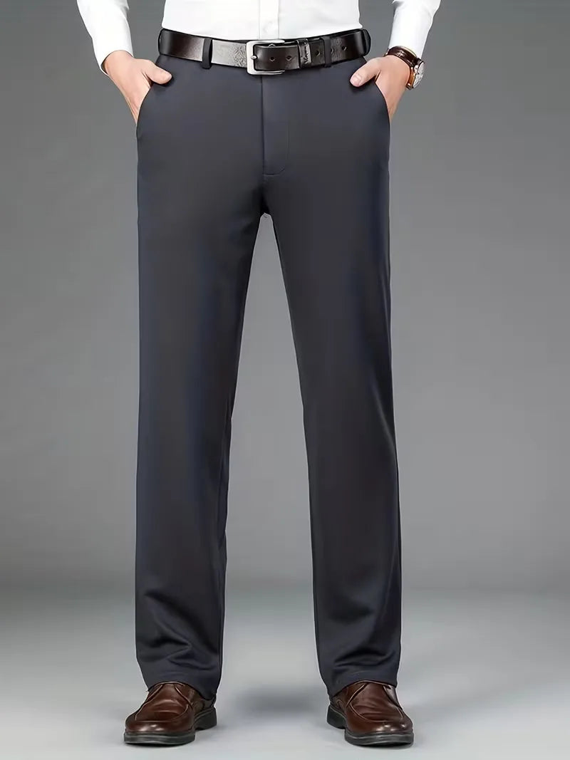 Duurzame heren stretch pantalon, rechte pijp, ideaal voor lange werkdagen, zakelijke stijl.