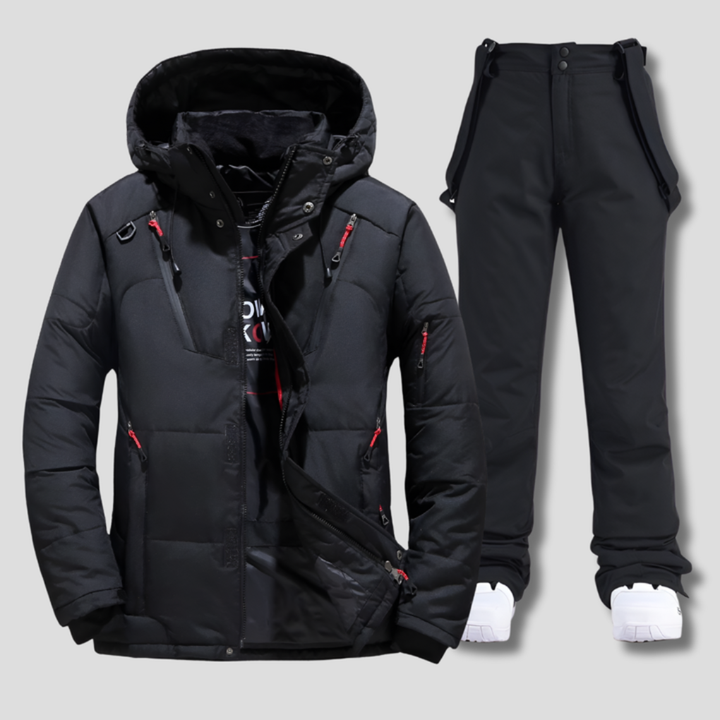 Heren tweedelig skipak, warm en waterafstotend, ideaal voor skiën en snowboarden op de piste.