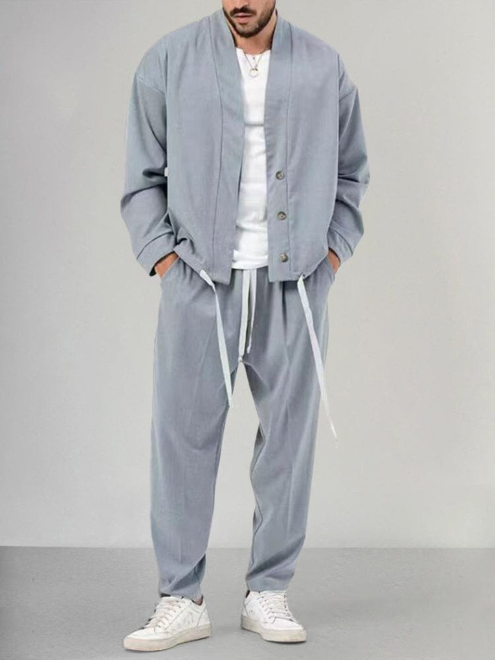 Ideaal heren tweedelig relax set Gabriel, perfecte comfortkleding voor ontspannen avonden.