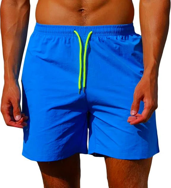 Zijzicht sportieve heren zwembroek, sneldrogend en comfortabel. Geschikt voor strand en vrije tijd.